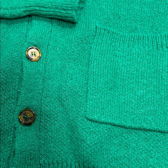 Golf Wang Green Mohair Blend Button Front Cardigan with Pockets and Chest Logo - Picture 2 of 6